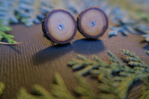 Ohrringe aus Kirschholz mit Swarovski und Ohrsteckern aus 925er Sterling Silber, rosévergold 14ct