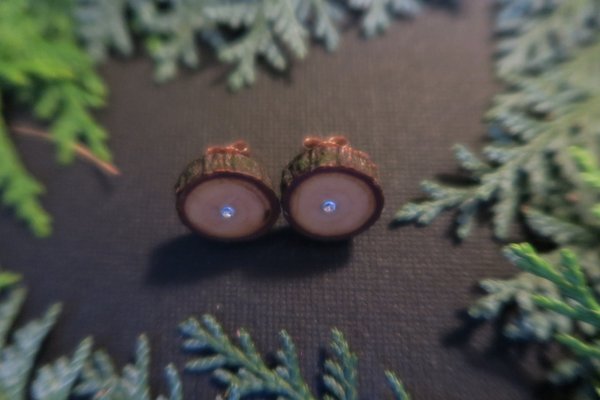 Ohrringe aus Kirschholz mit Swarovski und Ohrsteckern aus 925er Sterling Silber, rosévergold 14ct